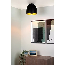 NOLAN griestu lampa Ø24 cm 1xE27 melna / matēta zelta/misiņa (Lucide)