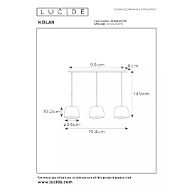 NOLAN piekarama lampa 104 cm 3xE27 melna / matēta zelta/misiņa (Lucide)