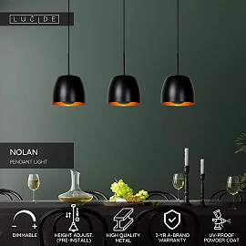 NOLAN piekarama lampa 104 cm 3xE27 melna / matēta zelta/misiņa (Lucide)