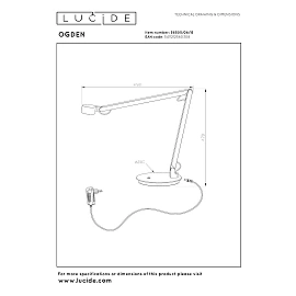 OGDEN desk lamp LED 3 StepDim 7W 3000K Grey iron (Lucide)