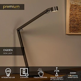 OGDEN desk lamp LED 3 StepDim 7W 3000K Grey iron (Lucide)
