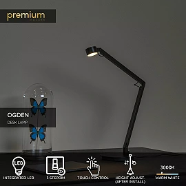 OGDEN desk lamp LED 3 StepDim 7W 3000K Black (Lucide)