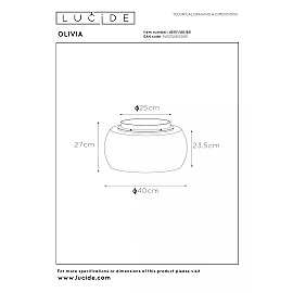 OLIVIA ceiling light Ø40 cm 3xE27 40 W smoked grey (Lucide)
