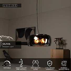 OLIVIA Pendant light Ø50 cm 3xE27 smoke grey (Lucide)