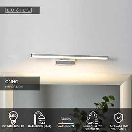 ONNO Bathroom mirror light 1x8W Integrated LED IP44 Satin Chrome (Lucide)