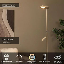 ORTOLAN floor lamp LED 12W+3W CCT Taupe (Lucide)