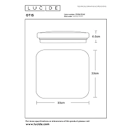 OTIS Flush ceiling light 33x33 cm LED 1x32W 3000K Opal (Lucide)