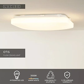 OTIS Flush ceiling light 33x33 cm LED 1x32W 3000K Opal (Lucide)