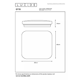 OTIS Flush ceiling light 42x42 cm LED 1x42W 3000K Opal (Lucide)