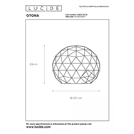 OTONA galda lampa Ø25 cm E27 melna (Lucide)
