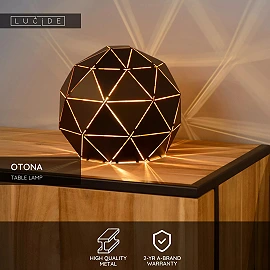 OTONA galda lampa Ø25 cm E27 melna (Lucide)