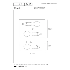 OVALIS sienas lampa 16x8x20 cm E14 2x9W matēta zelta/misiņa (Lucide)