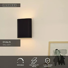 OVALIS sienas lampa 16x8x20 cm E14 2x9W melna (Lucide)