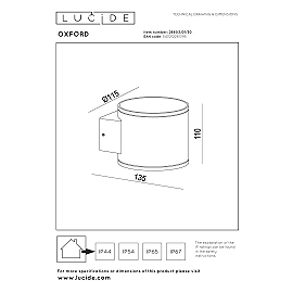 OXFORD outdoor wall light 1xG9 black (Lucide)