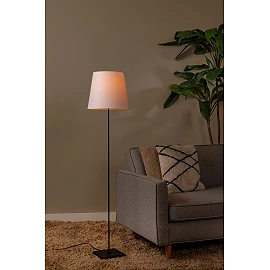 PENDIO stāvlampa E27 melna ar baltu abažūru (Lucide)