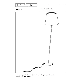 PENDIO stāvlampa E27 melna ar baltu abažūru (Lucide)