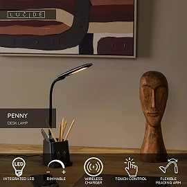 PENNY galda lampa LED 4,7W 3000K ar bezvadu lādētāju (Lucide)
