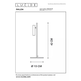 PHILON dimmējama LED galda lampa 4,5 W 3000K melna (Lucide)