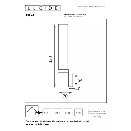 PILAR outdoor wall light 1 x 6 W E27 black (Lucide)