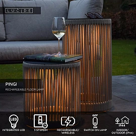 PINGI outdoor floor lamp LED 1x2.5W 3000K taupe - 61.5 cm (Lucide)