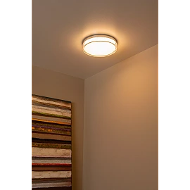 PLANO bathroom flush ceiling light Ø28 cm LED dimmable 16W opal (Lucide)