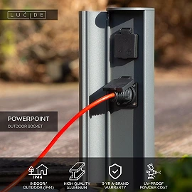 POWERPOINT outdoor socket column Type F IP44 anthracite (Lucide)