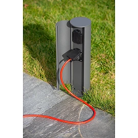 POWERPOINT outdoor socket column Type F IP44 anthracite (Lucide)
