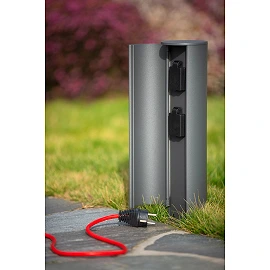 POWERPOINT outdoor socket column Type F IP44 anthracite (Lucide)