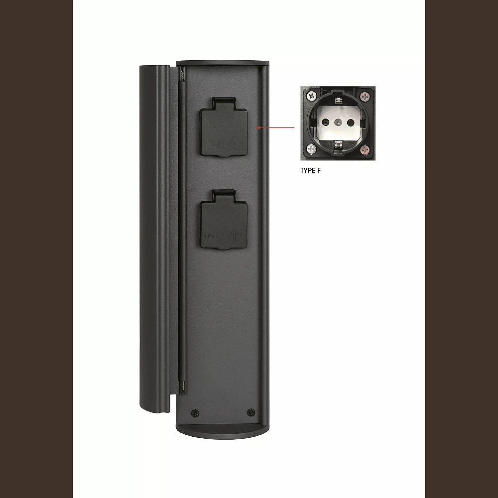 POWERPOINT outdoor socket column Type F IP44 anthracite (Lucide)