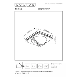 PRIVAS Wall light Outdoor 2x60W E27 IP44 White (Lucide)