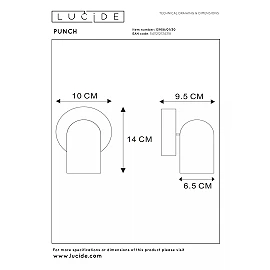 PUNCH Ceiling spotlight 10,5 cm × 10,5 cm × 15 cm 1x35W Black (Lucide)