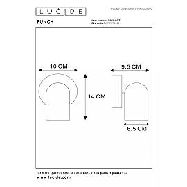 PUNCH Ceiling spotlight 10,5 cm × 10,5 cm × 15 cm 1x35W White (Lucide)