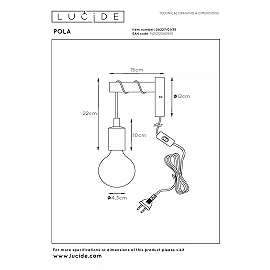 POLA Children wall light 1xE27 60W Blue (Lucide)