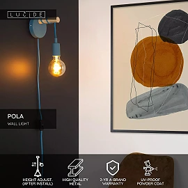 POLA Children wall light 1xE27 60W Blue (Lucide)