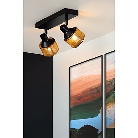 RAFA griestu prožektors 13,5x10,5 cm 2xE14 melna (Lucide)
