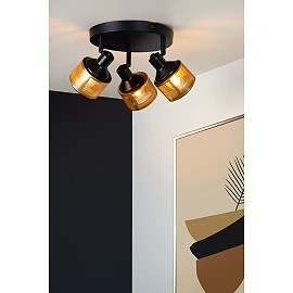 Griestu prožektors RAFA Ø35 cm 3xE14 40W melna (Lucide)