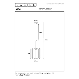 RAFAL Pendant light Ø20 cm E27 grey (Lucide)