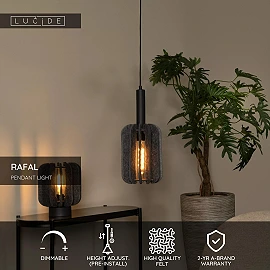 RAFAL Pendant light Ø20 cm E27 grey (Lucide)