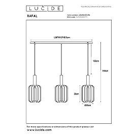 RAFAL Pendant light 3xE27 grey (Lucide)