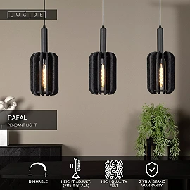 RAFAL Pendant light 3xE27 grey (Lucide)