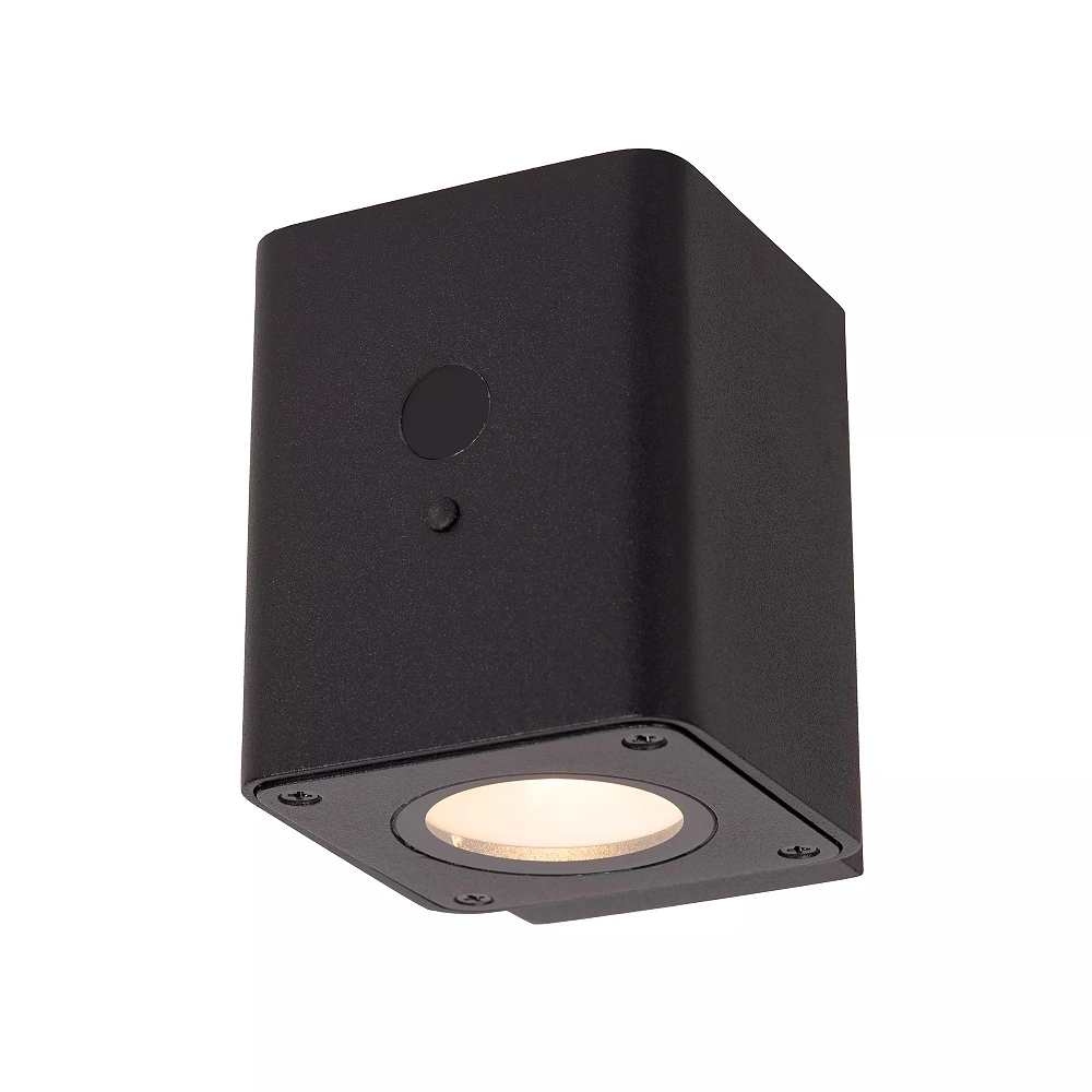 RAMIN solar outdoor wall light with PIR motion and day/night sensors, solar LED, 1 W, 100 lm, 2700/3000 K, black (Lucide)