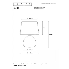 RAMZI table lamp Ø18 cm 1xE14 40 W grey (Lucide)