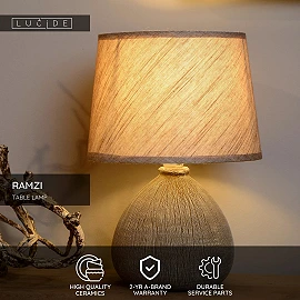 RAMZI Table lamp Ø18 cm 1xE14 brown (Lucide)