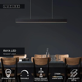 RAYA LED pendant light 119 cm 36 W 2700K black (Lucide)