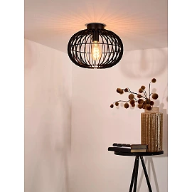 REDA Flush ceiling light Ø32cm 1x40W E27 black (Lucide)