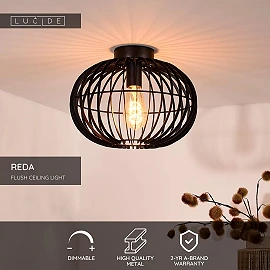 REDA Flush ceiling light Ø32cm 1x40W E27 black (Lucide)