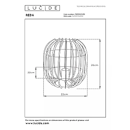 REDA table lamp Ø22 cm 1xE27 40 W black (Lucide)