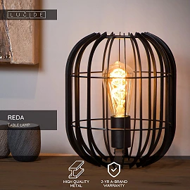 REDA table lamp Ø22 cm 1xE27 40 W black (Lucide)