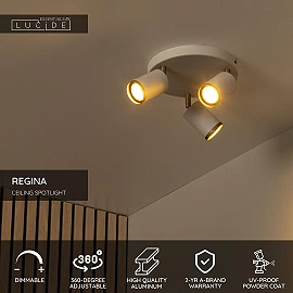 REGINA ceiling spotlight Ø21 cm 3xGU10 taupe (Lucide)