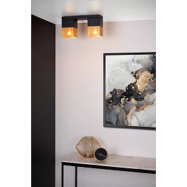 RENATE griestu lampa 32 cm 2 x E27 misiņa/melna (Lucide)